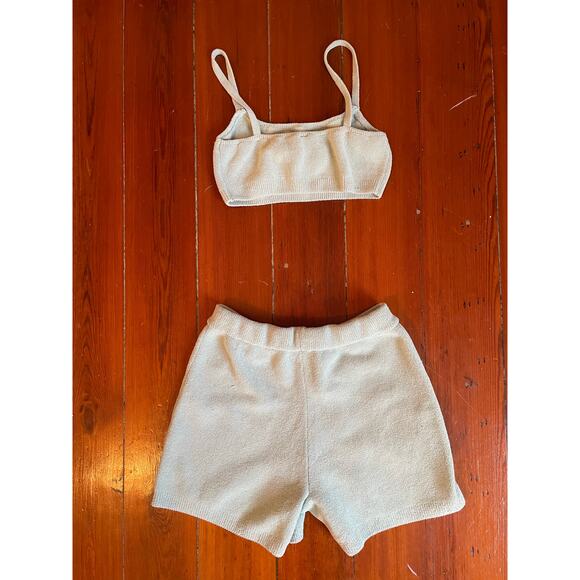 SKIMS Terry Lounge Set mint Bralette and Shorts Set Size M - Picture 6 of 7